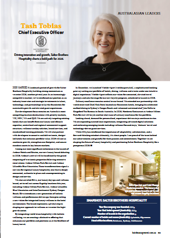Tash Tobias on Driving innovation and growth. Salter Brothers Hospitality charts a bold path for 2026